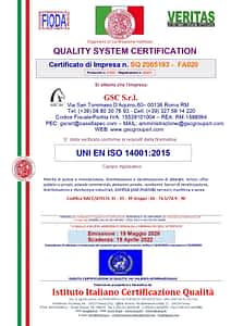 L'azienda GSC Servizi certificata UNI EN ISO 14001 ed. 2015